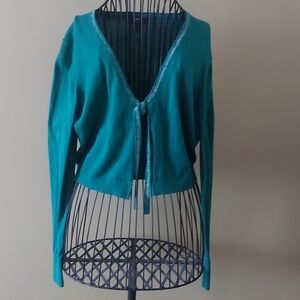 Mexx, Size M/L, Cotton Teal Knit Cardigan